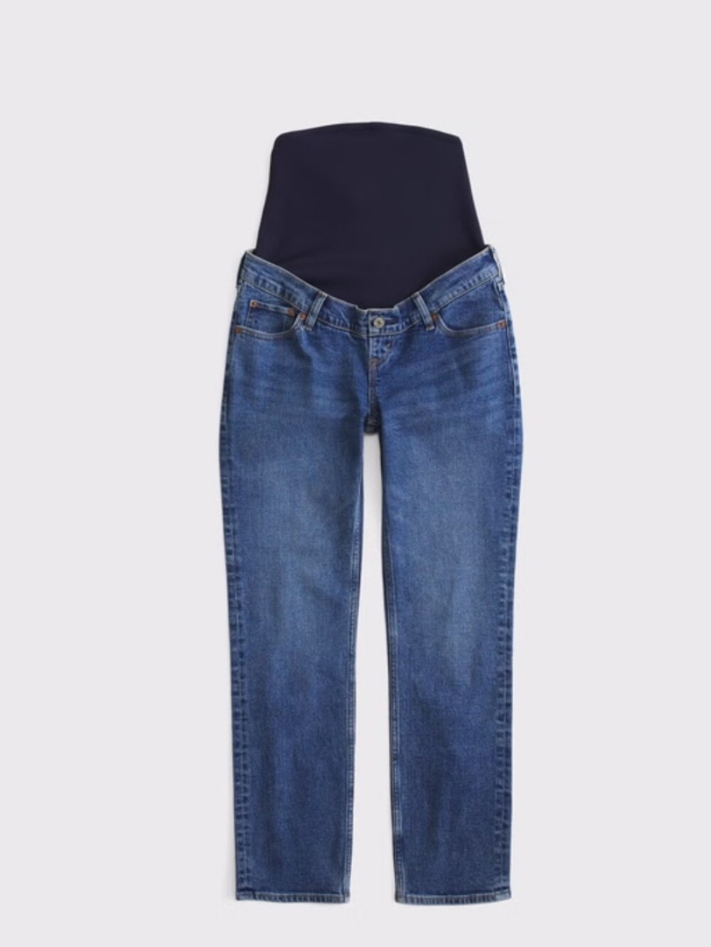 Abercrombie & Fitch Navy-Panel Blue Straight-Leg Maternity Jeans Size:25